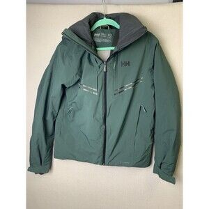 Helly Hansen Jacket Womens Small Green Ski H2Flow Primaloft Recco Lifa Hooded